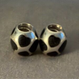 Pandora "Love You" Black Enamel Set of Heart charms